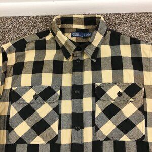Polo Ralph Lauren Shirt Flannel Buffalo Plaid Checked Beige LS Button Mens Large